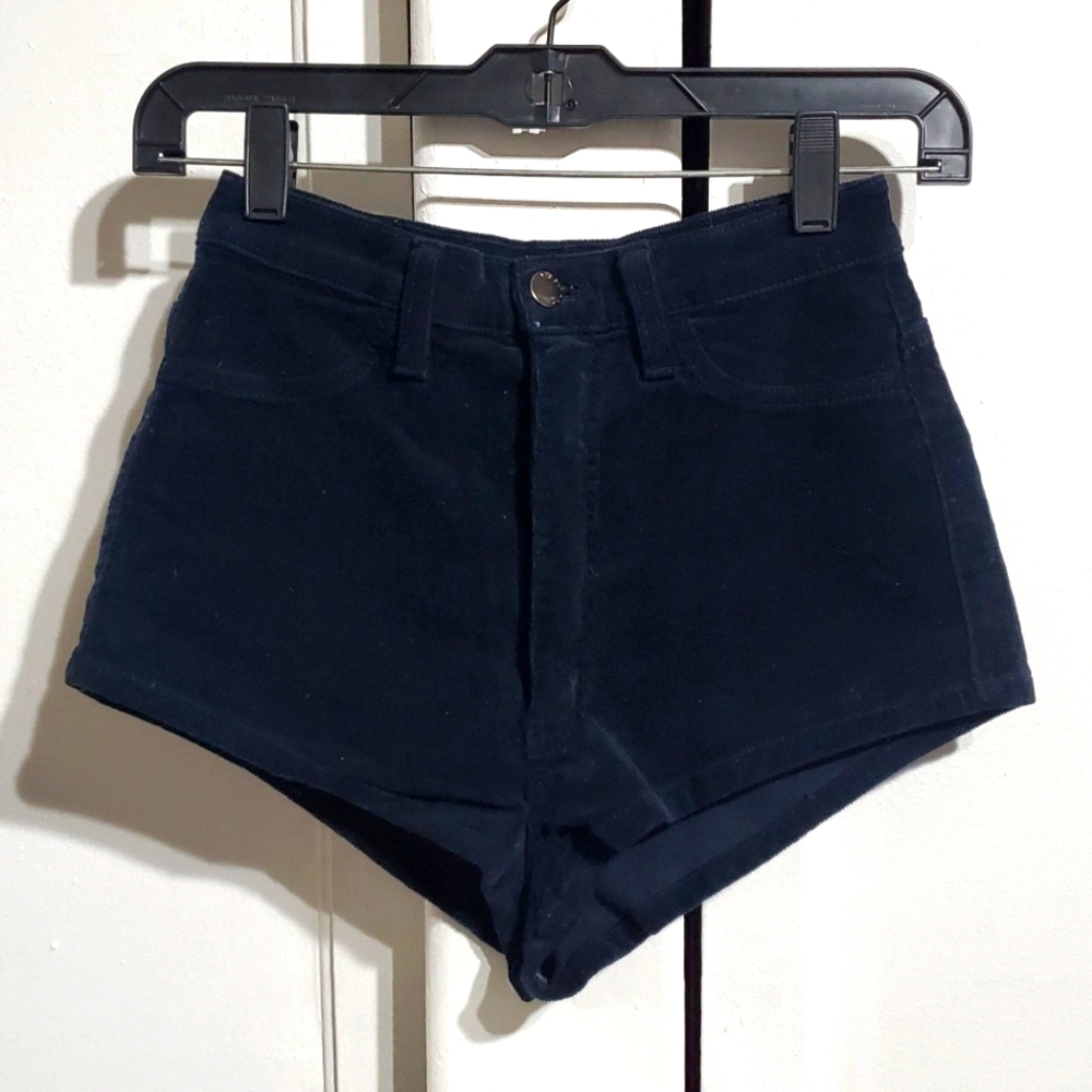 Blue corduroy high waisted shorts
